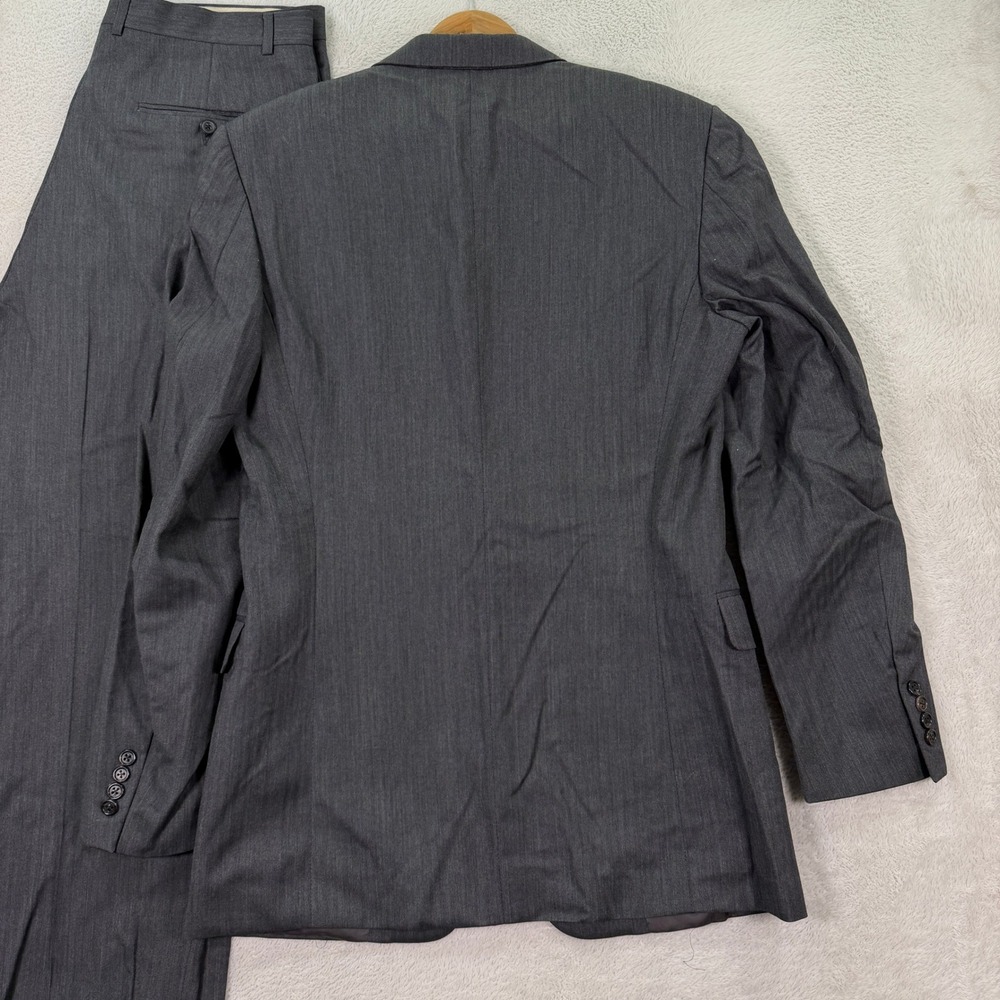 Hickey Freeman Men 40XL Slim Fit Madison Suit Grey Herringbone Wool 34x32 USA - Picture 12 of 16